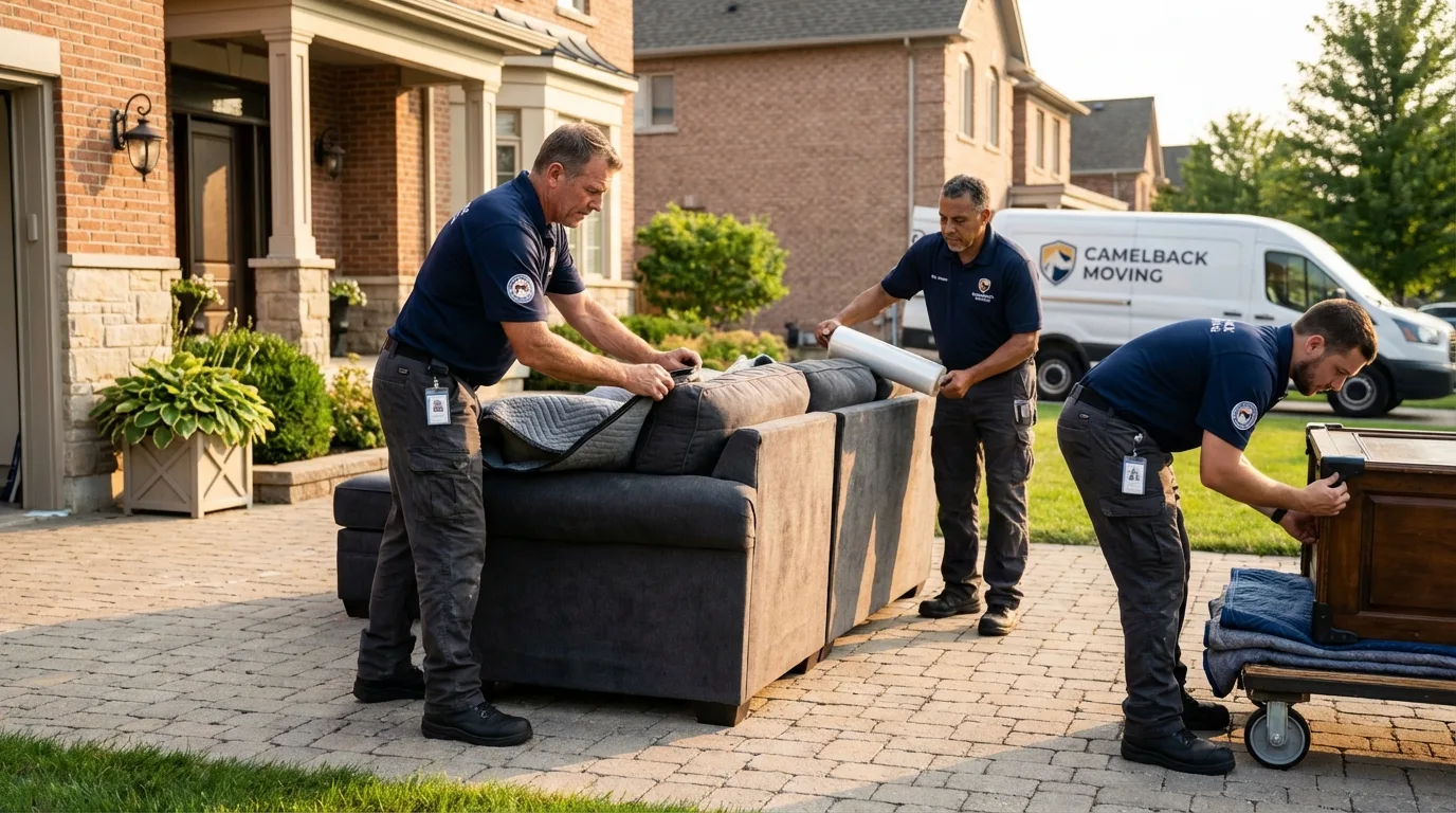Large estate moving crew wrapping furniture in New Buffalo, MI